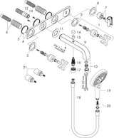 AXOR CITTERIO 3-Loch-Wannenarmatur DN 15 mit Platte, Handbrause & Wanneneinlauf, chrom