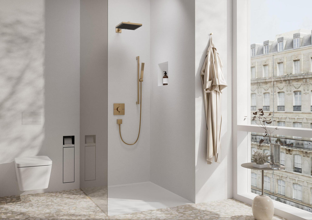 HANSGROHE XtraStoris Rock Toilettenbürstenhalter mit Papierhalter, befliesbare Tür, mattweiß