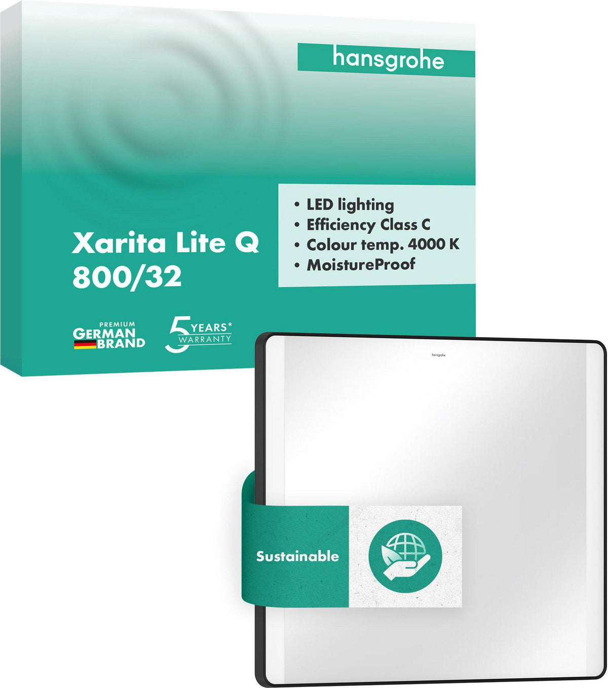 HANSGROHE Xarita Lite Q Wandspiegel 500 mm mit seitlicher LED-Beleuchtung, mattschwarz