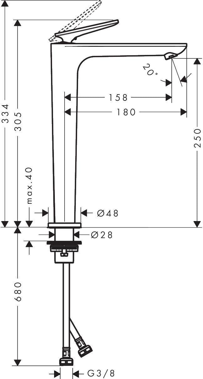 AXOR Citterio C Einhebel-Waschtischmischer 250 mm Auslaufhöhe mit Ablaufgarnitur chrom