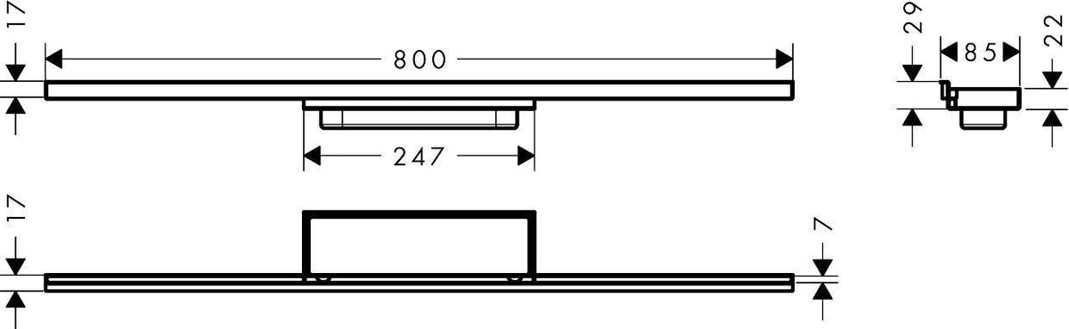 HANSGROHE RainDrain Minimalistic Duschrinne 700 mm chrom, befliesbar, Dryphon, wandangebunden
