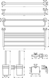 HANSGROHE Logis Universal Bad-Accessoire-Set 5-teilig in Chrom – Handtuchhalter, Papierrollenhalter, WC-Bürste & Haken