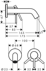 HANSGROHE Tecturis S Einhebel-Waschtischmischer Unterputz für Wandmontage mit 165 mm Ausladung, Chrom