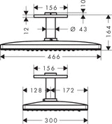 AXOR ShowerSolutions 460/300 Kopfbrause 3jet Chrom – Deckenmontage, Rain, RainStream, MonoRain