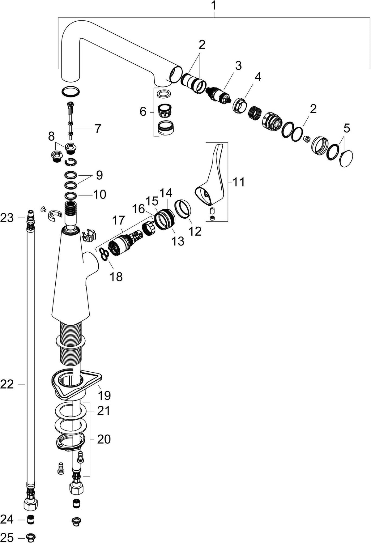 HANSGROHE Metris Select M71 Küchenmischer 260 mm mit Select-Knopf und schwenkbarem L-Auslauf