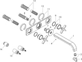 AXOR CITTERIO E 3-Loch-Waschtischarmatur Unterputz mit Platte und Kreuzgriffen in Chrom