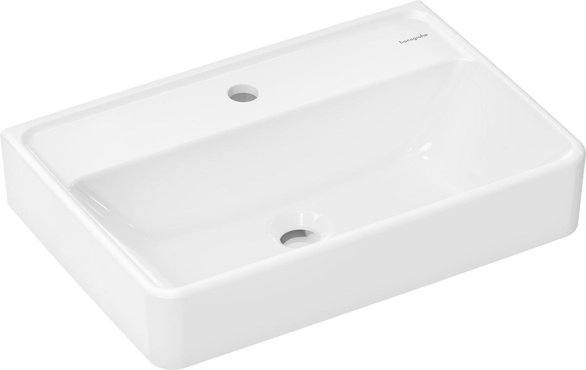 Hansgrohe Xanuia Q Compact Waschtisch 550x370mm mit SmartClean Glasur, Hahnloch und Überlauf