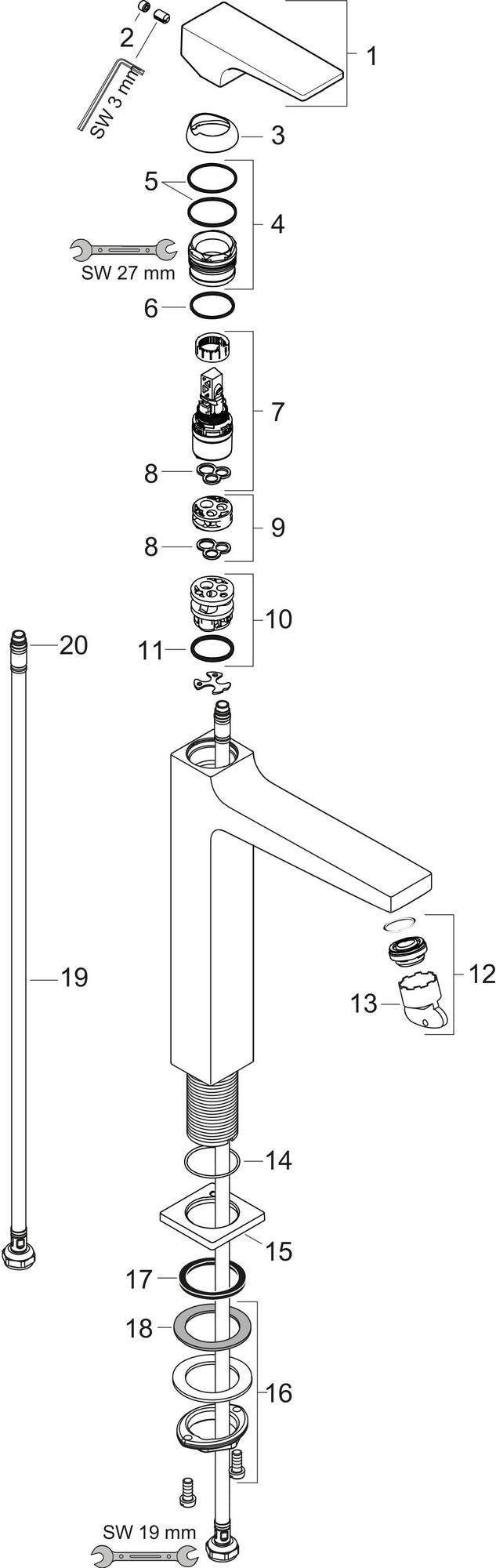 HANSGROHE Metropol Einhebel-Waschtischmischer 260 mit Push-Open Ablaufgarnitur, chrom