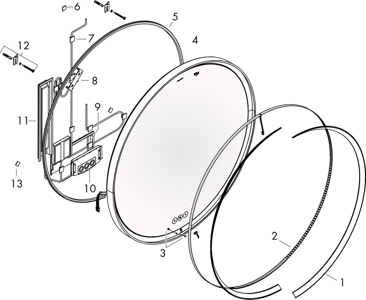 HANSGROHE Spiegel Xarita S 700 mm mit LED-Beleuchtung und kapazitivem Berührungssensor