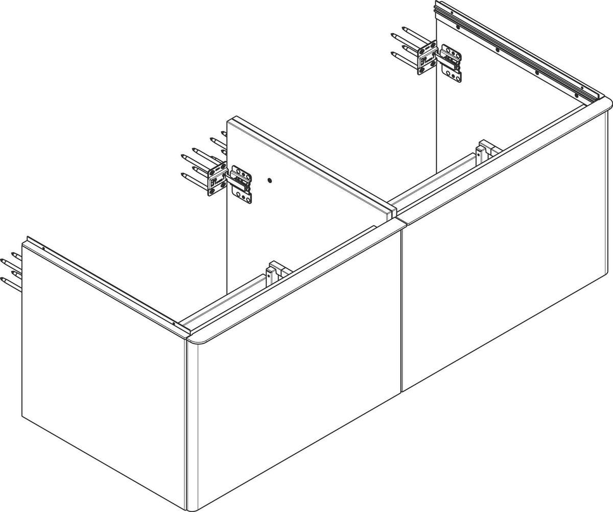 HANSGROHE Waschtischunterschrank Xelu Q 1360 mm Weiß Hochglanz mit Griffleiste Chrom