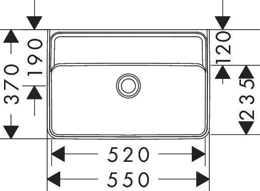HANSGROHE Waschtisch Compact Xanuia Q 550x370mm weiß mit Hahnloch und Überlauf