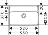 Hansgrohe Xanuia Q Compact Waschtisch 550x370mm mit SmartClean Glasur, Hahnloch und Überlauf