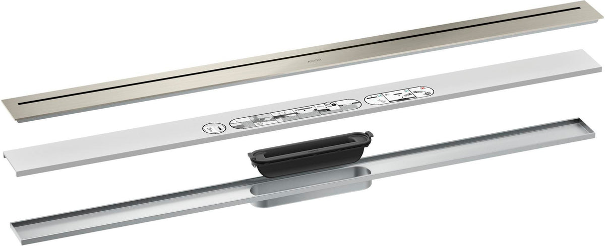 AXOR Drain Duschrinne Fertigset 1000 mm chrom – Designabdeckung, Dryphon, höhenverstellbar