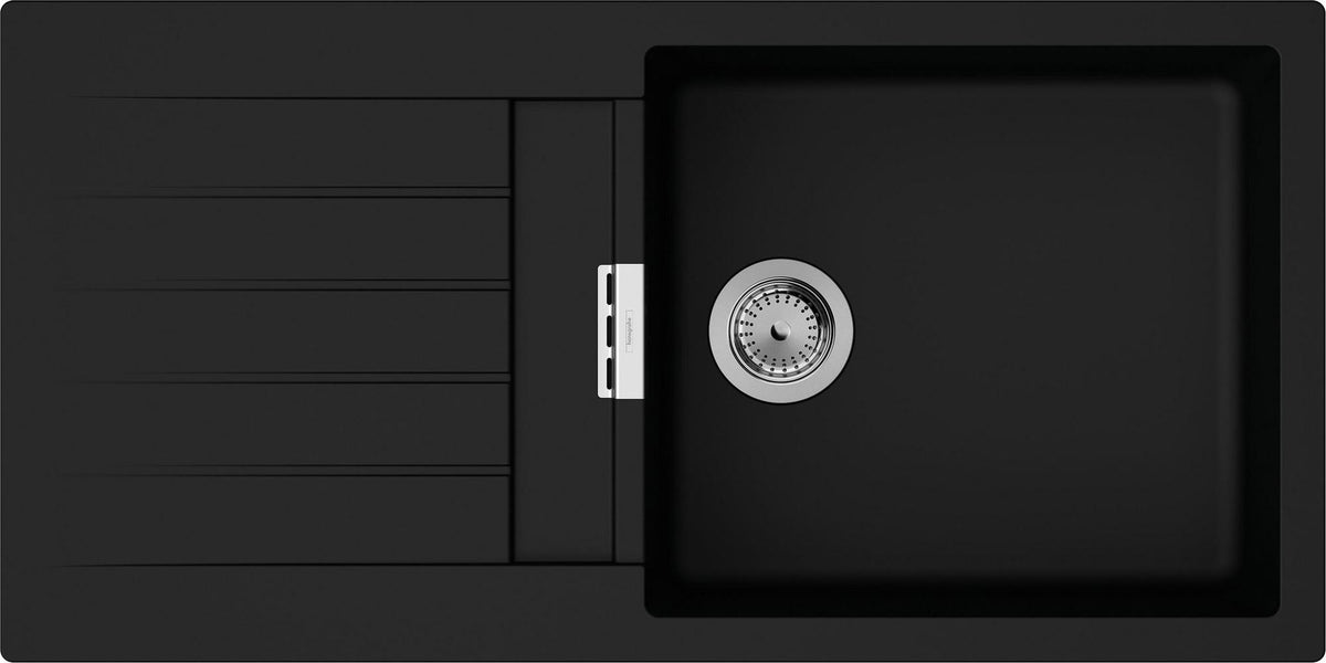 HANSGROHE Spüle S520-F480 graphitschwarz – Einbauspüle mit Abtropffläche, SilicaTec, reversibel
