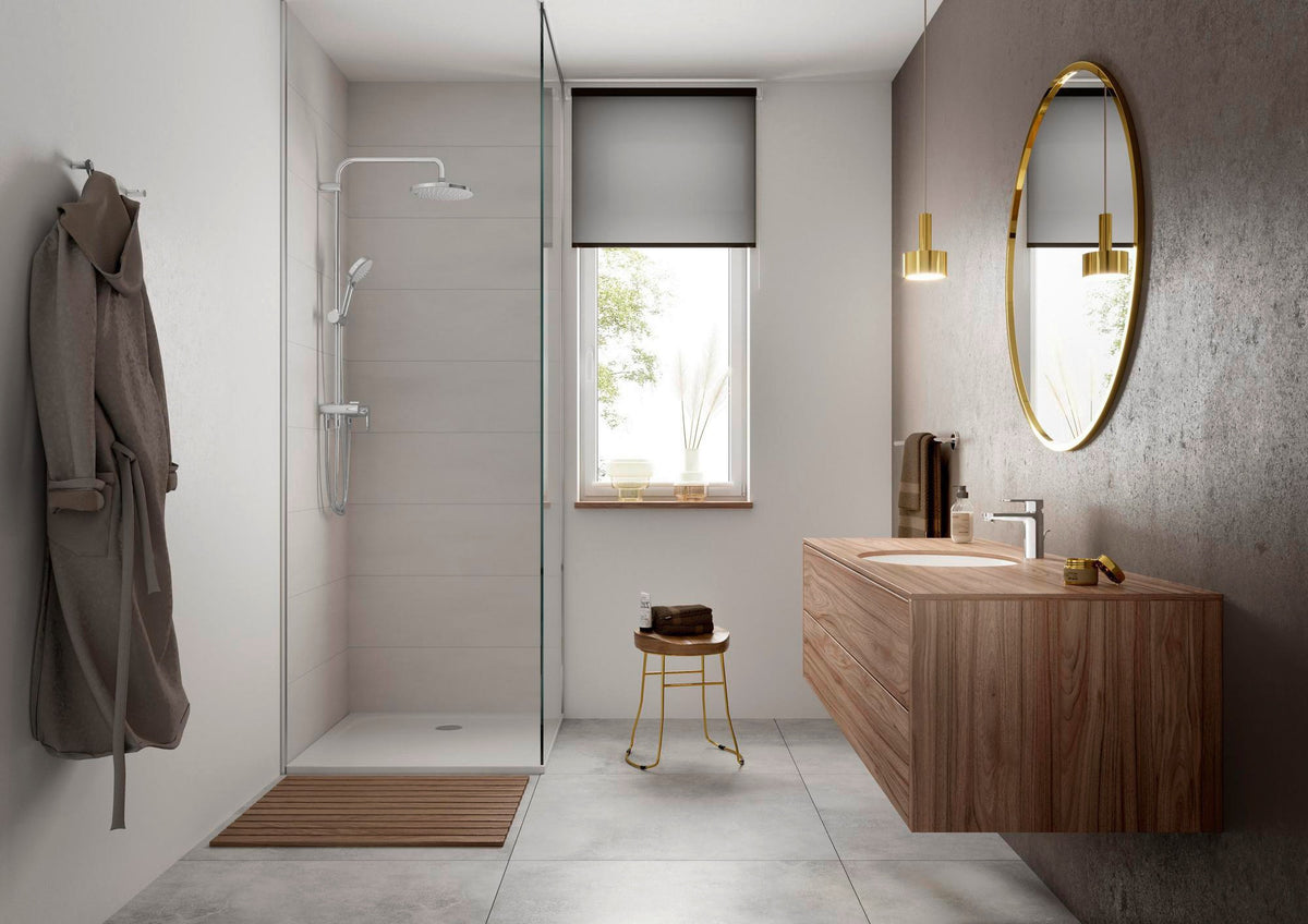 HANSGROHE Showerpipe VERNIS Blend 200 1jet Reno EcoSmart Chrom – Duschsystem mit Kopf- und Handbrause