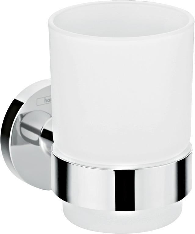 HANSGROHE Zahnputzbecher Logis Universal chrom – Wandmontage mit Halter aus Messing