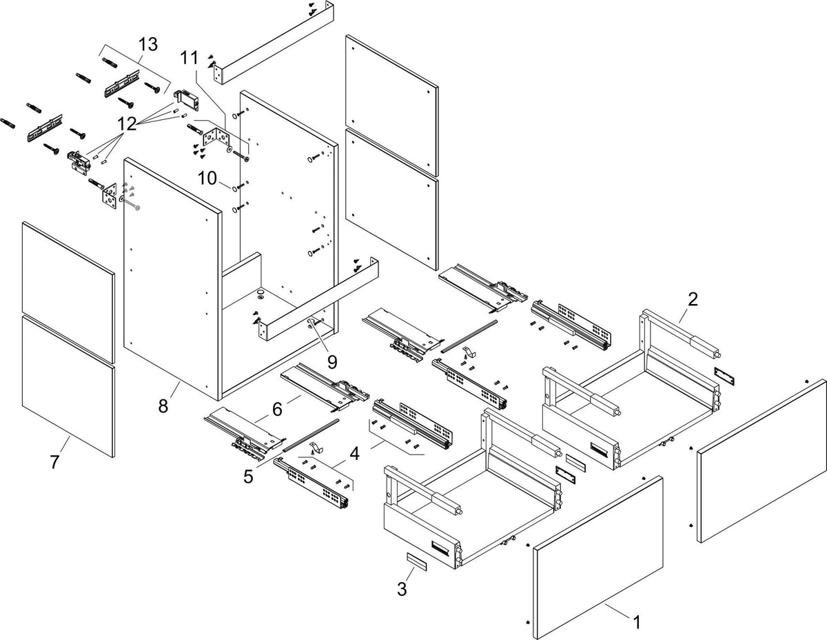 HANSGROHE Waschtischunterschrank Xilesa E 1180x470mm mit 2 Schubkästen und PushOpen