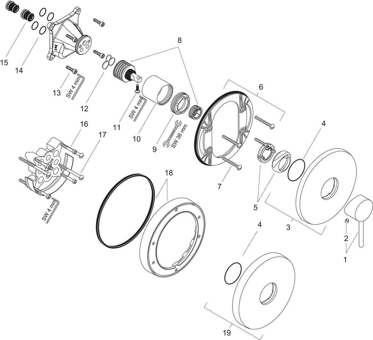 AXOR STARCK UP Einhand-Brausemischer Chrom – Unterputz mit Temperaturbegrenzer