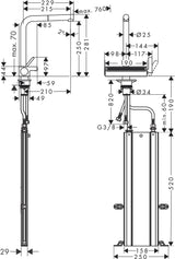 HANSGROHE Aquno Select M81 Spültischmischer 250 mit Ausziehauslauf 2jet sBox Chrom