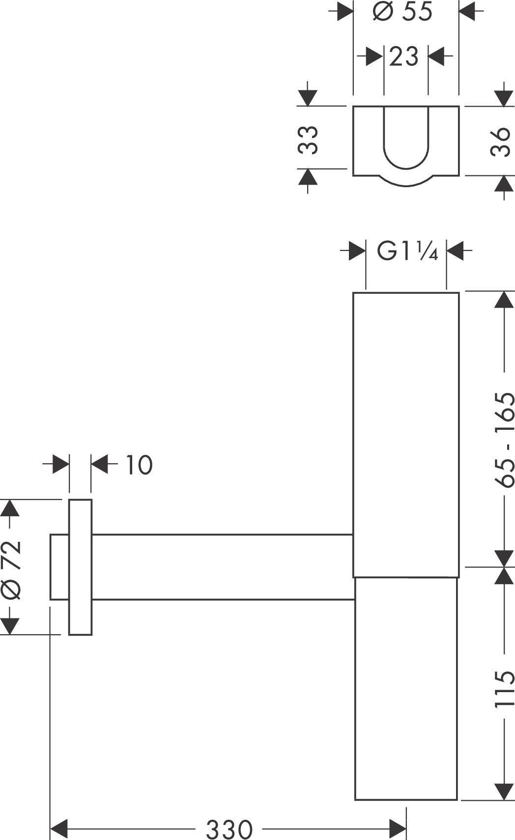 AXOR Designsiphon Flowstar in Chrom – Flaschensiphon mit 65–165 mm Verstellweg