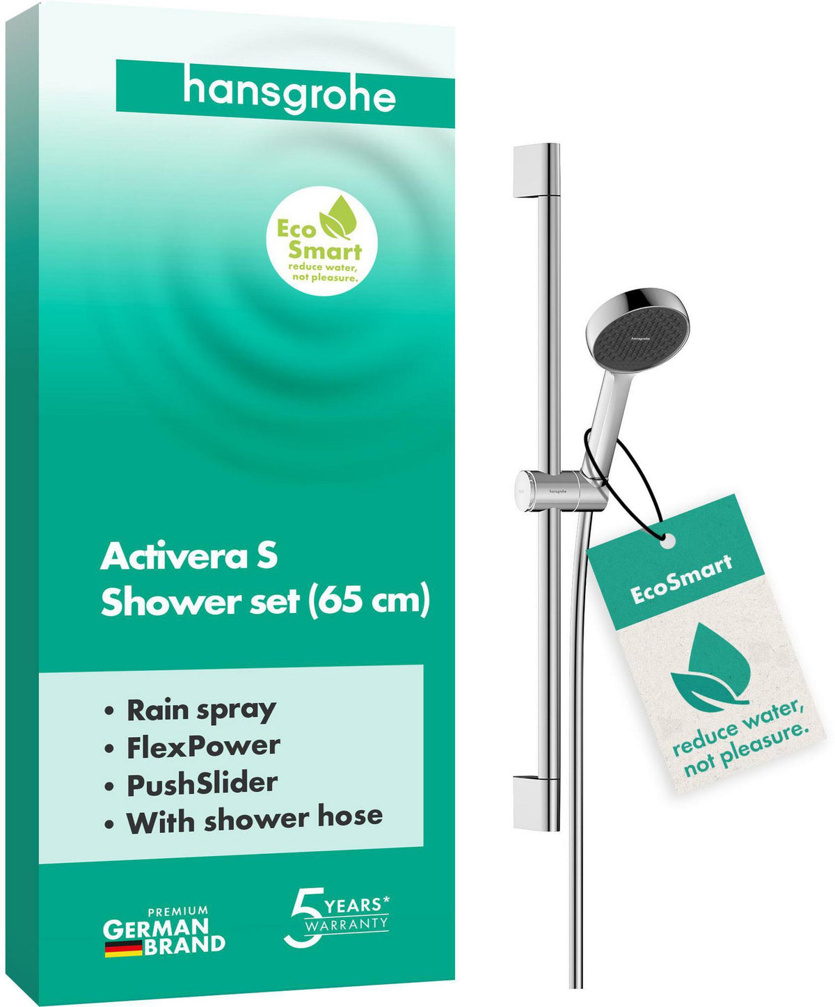 HANSGROHE Activera S 95 Brauseset mit Brausestange Typ 65 Chrom – 1Jet EcoSmart
