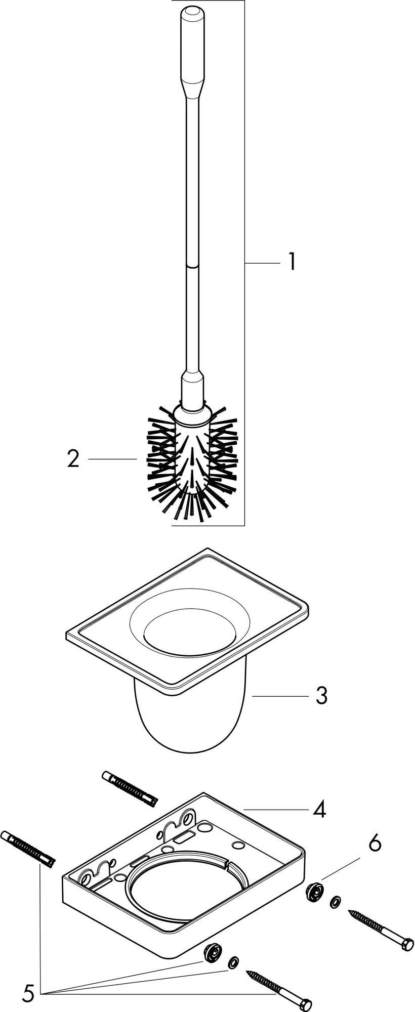 AXOR Universal Softsquare WC-Bürstenhalter Wandmontage verchromt mit Glaseinsatz