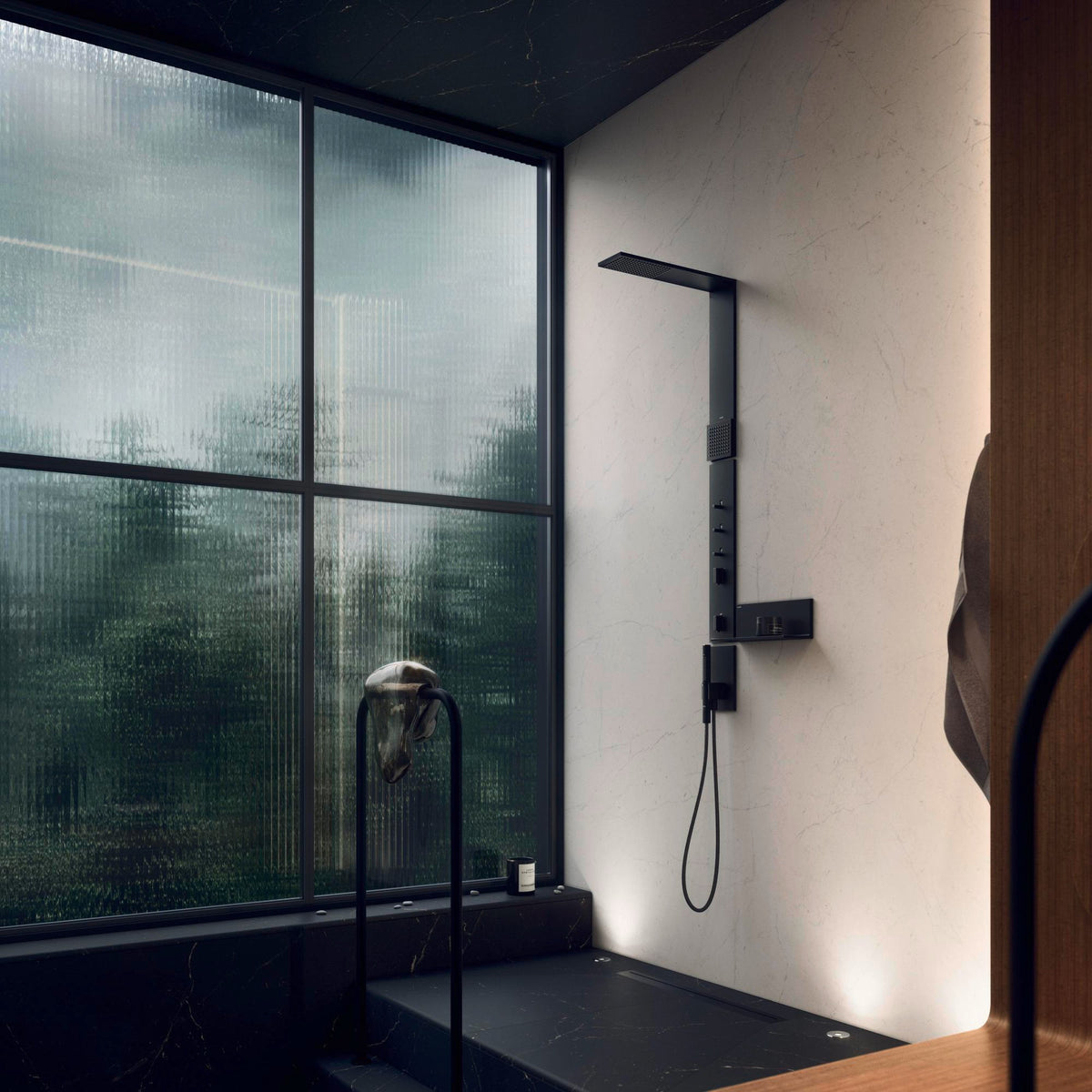 AXOR ShowerComposition Duschpaneel mit Thermostat, Kopf- und Schulterbrause Chrom