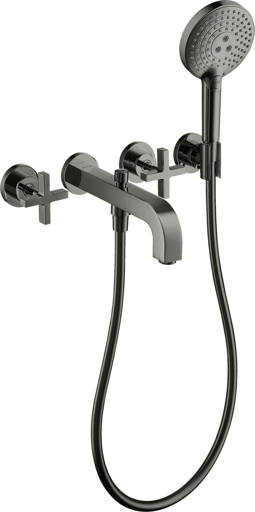 AXOR CITTERIO 3-Loch-Wannenarmatur DN 15 Unterputz mit Handbrause und Kreuzgriff Chrom