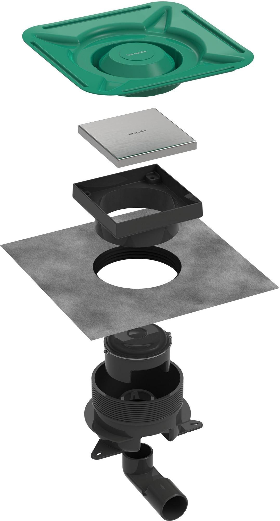 HANSGROHE RainDrain Spot Plus Punktablauf Edelstahl gebürstet 150/150 höhenverstellbar, befliesbar