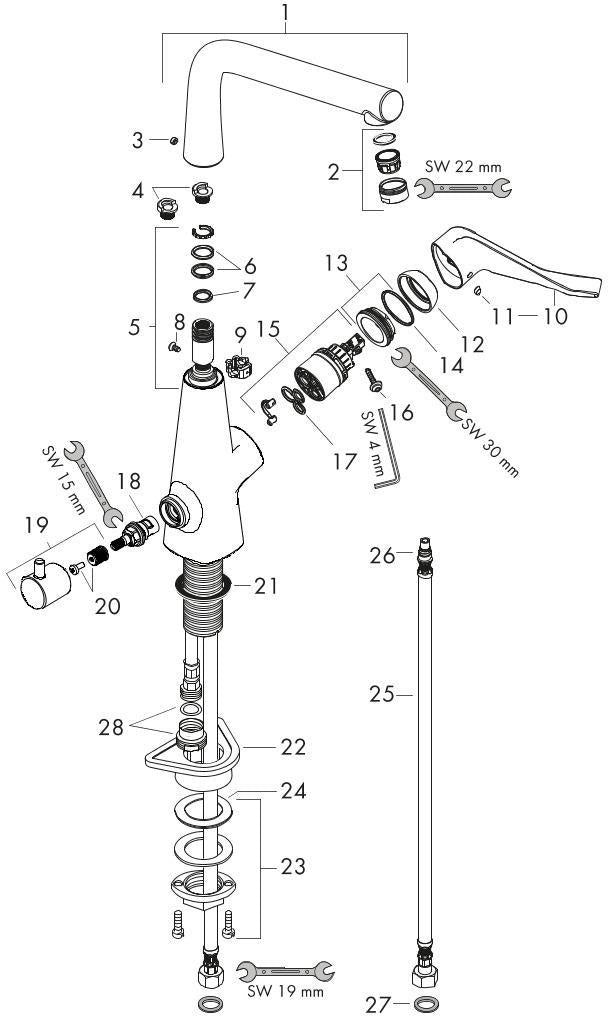 HANSGROHE Metris M71 Küchenmischer 320 mit Geräteabsperrventil, Chrom