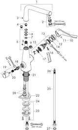 HANSGROHE Metris M71 Küchenmischer 320 mit Geräteabsperrventil, Chrom