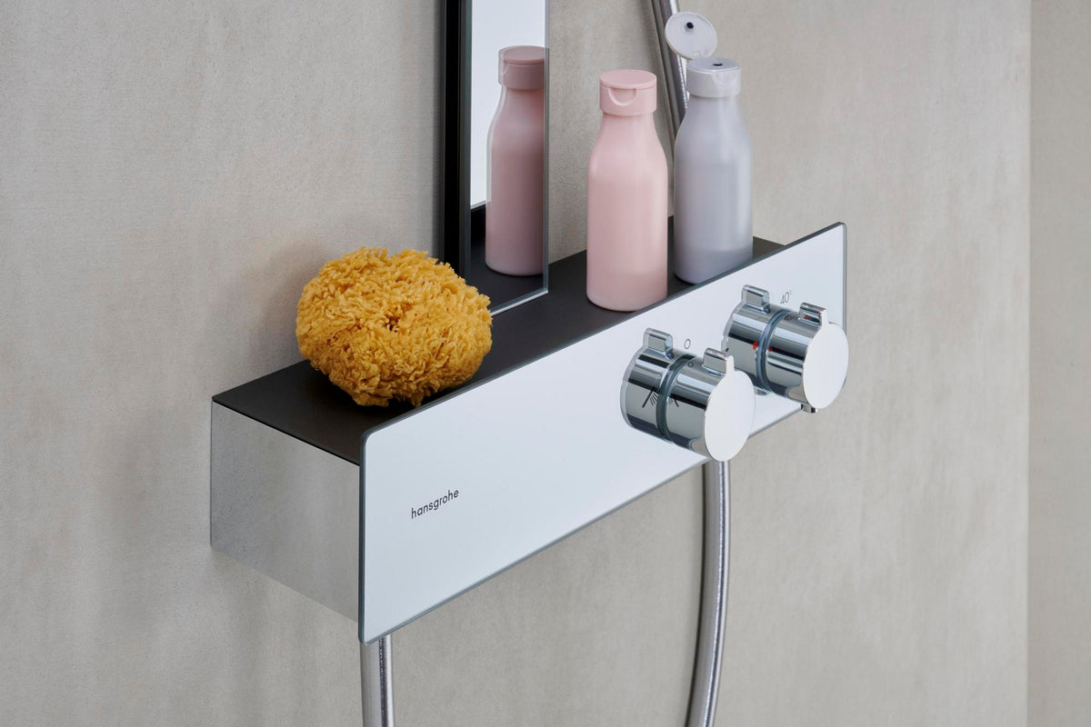 Hansgrohe Rainfinity 350 Showerpipe mit Kopfbrause 360 mm – Chrom, Thermostat, PowderRain