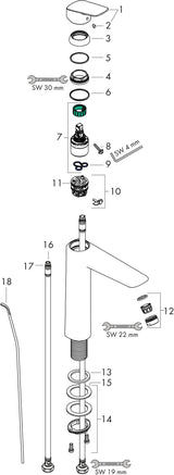 HANSGROHE Logis Einhebel-Waschtischmischer 190 DN 15 mit Zugstangen-Ablaufgarnitur chrom