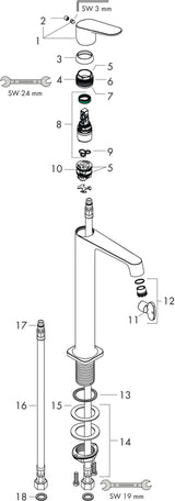 AXOR CITTERIO M Einhebel-Waschtischmischer 250 DN 15 von Hansgrohe – chrom, mit Ablaufgarnitur