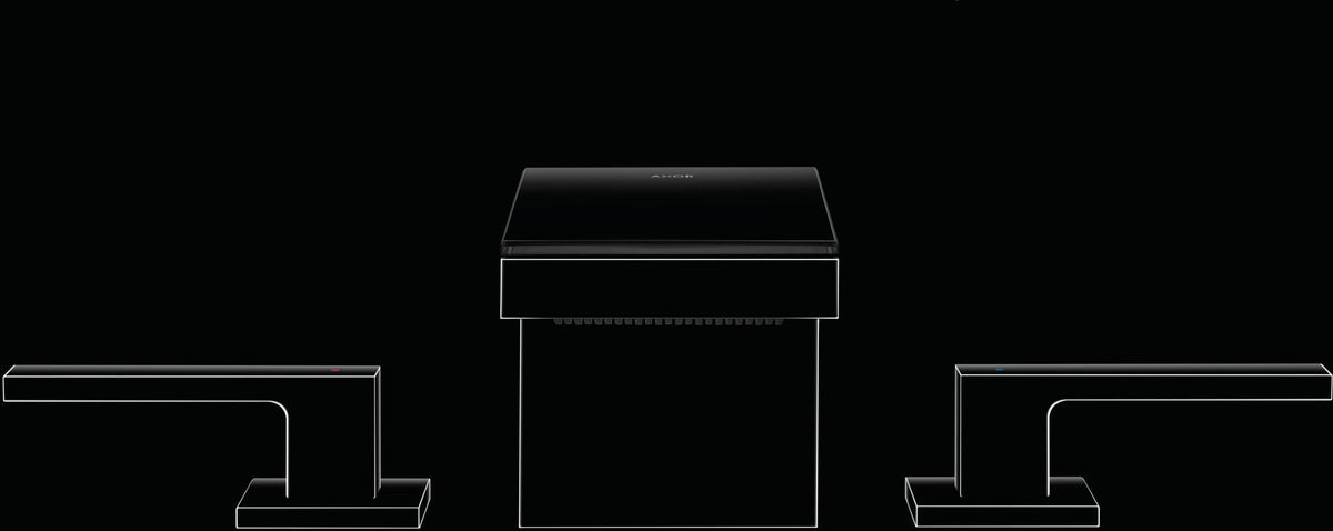 AXOR MyEdition 3-Loch Waschtischarmatur 70 mit Glasplatte, chrom – PowderRain & Push-Open