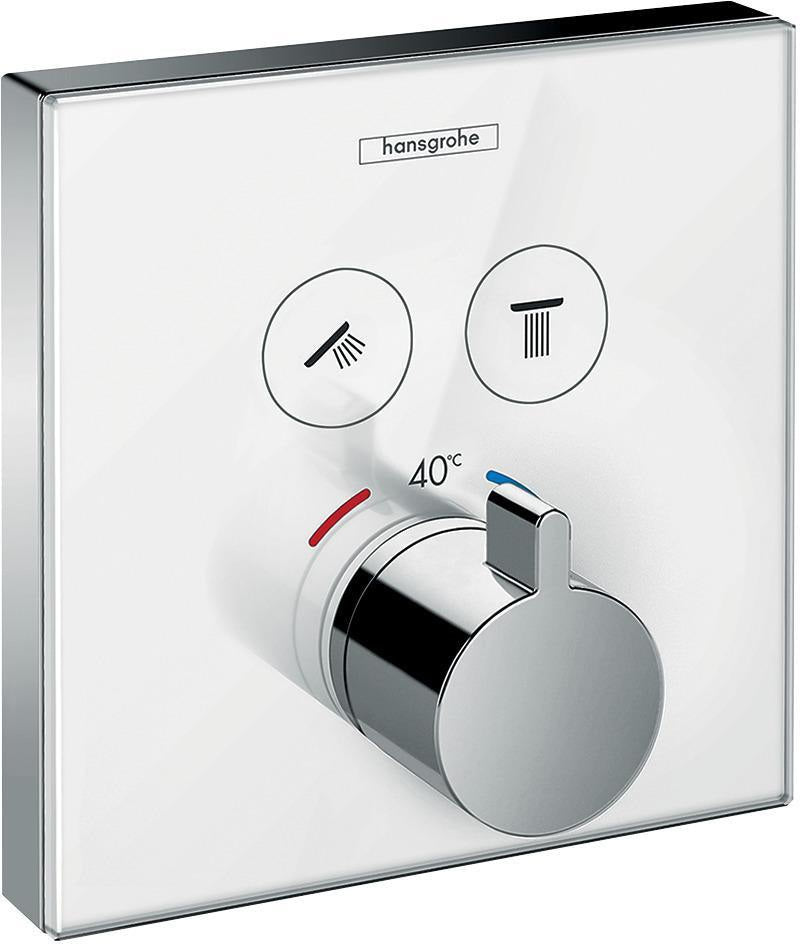 HANSGROHE ShowerSelect Glass Thermostat Fertigmontageset für 2 Verbraucher weiß/chrom
