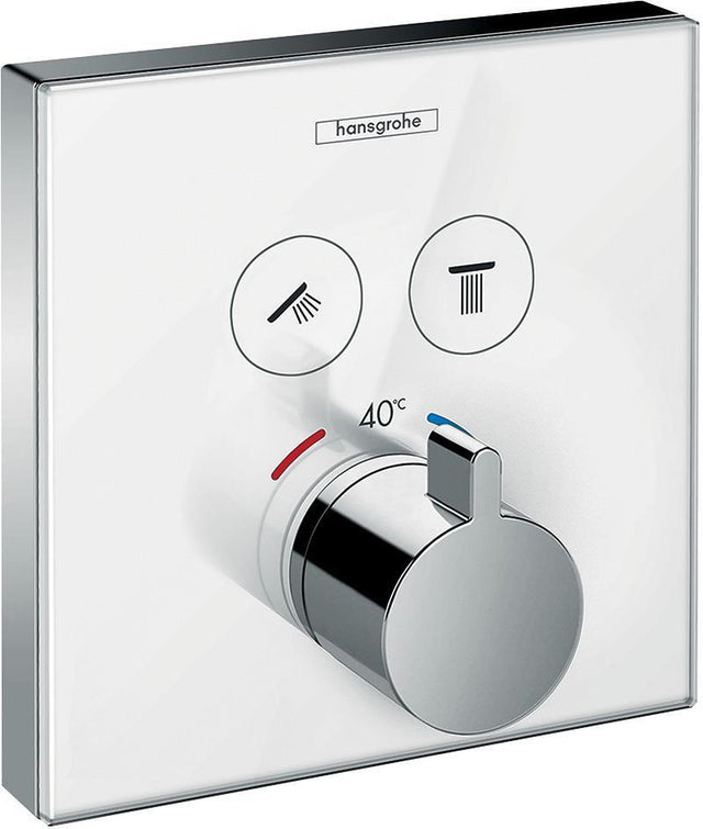 HANSGROHE ShowerSelect Glass Thermostat Fertigmontageset für 2 Verbraucher weiß/chrom