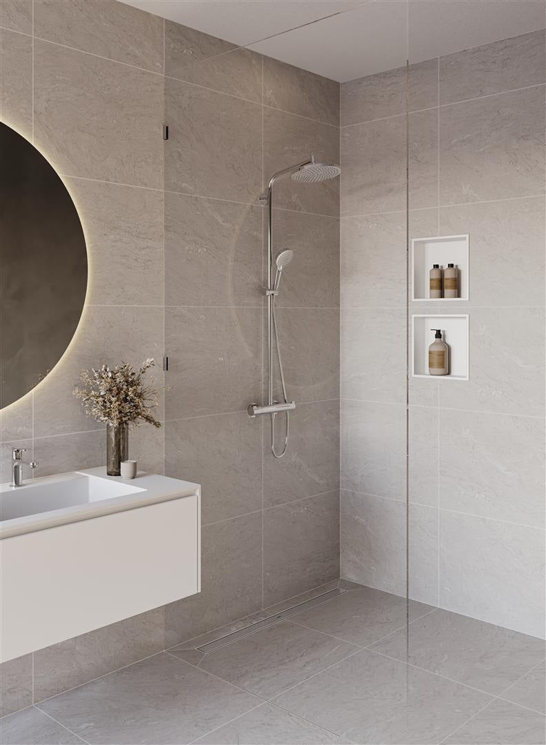 HANSGROHE RainDrain Allround Duschrinne 1200 mm Komplettset – edelstahl gebürstet, höhenverstellbar