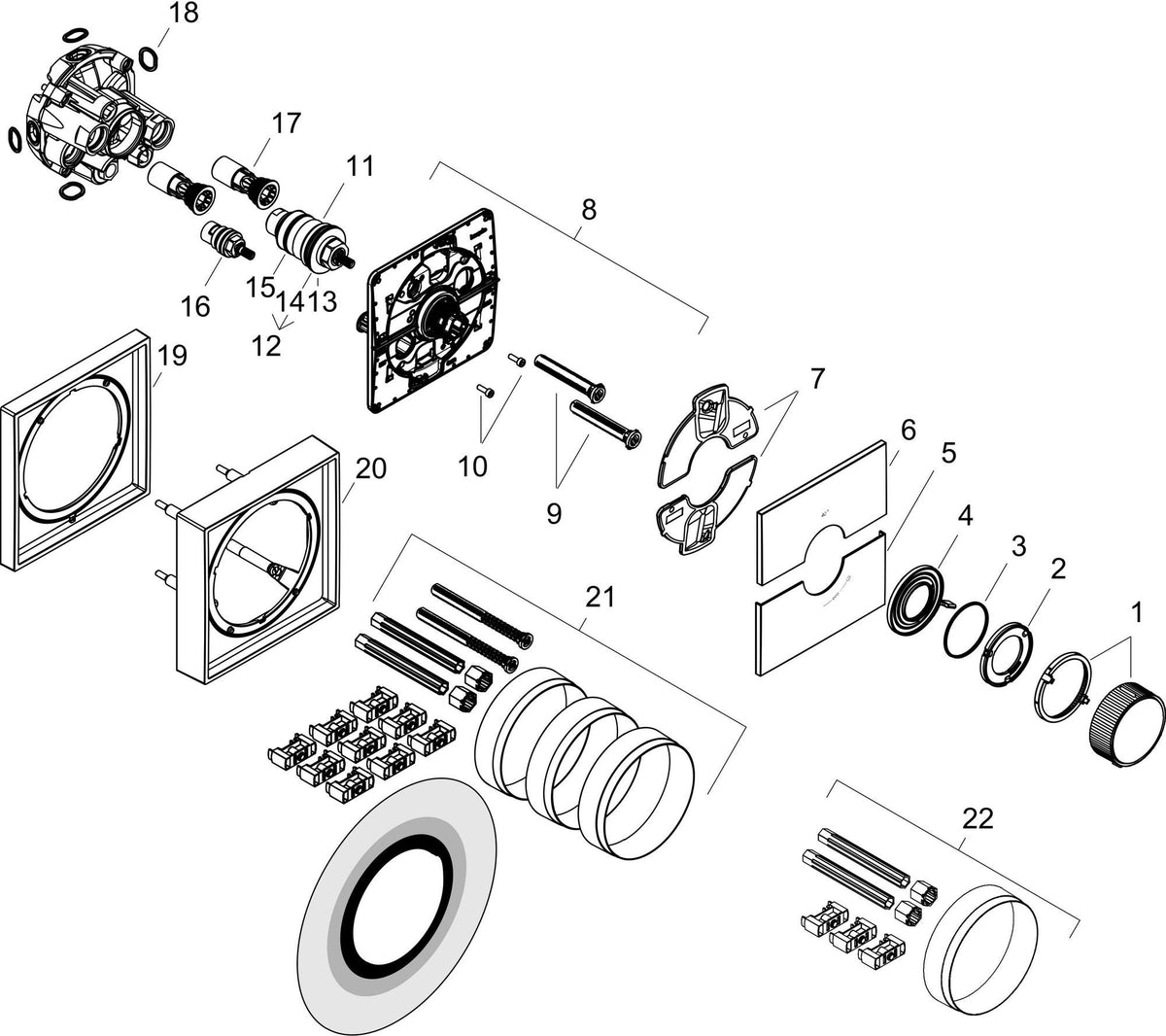 AXOR ShowerSelect ID HighFlow Thermostat Unterputz eckig chrom – präzise Temperatur- und Volumensteuerung