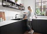HANSGROHE Einbauspüle S51 180/450 SilicaTec Graphitschwarz mit 2 Becken