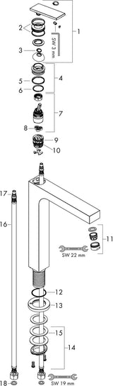 AXOR CITTERIO 280 Einhebel-Waschtischmischer mit Ablaufgarnitur, Hebelgriff, chrom