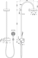 AXOR Citterio Showerpipe DN 15 mit Einhebelmischer und 1jet Kopfbrause – Chrom