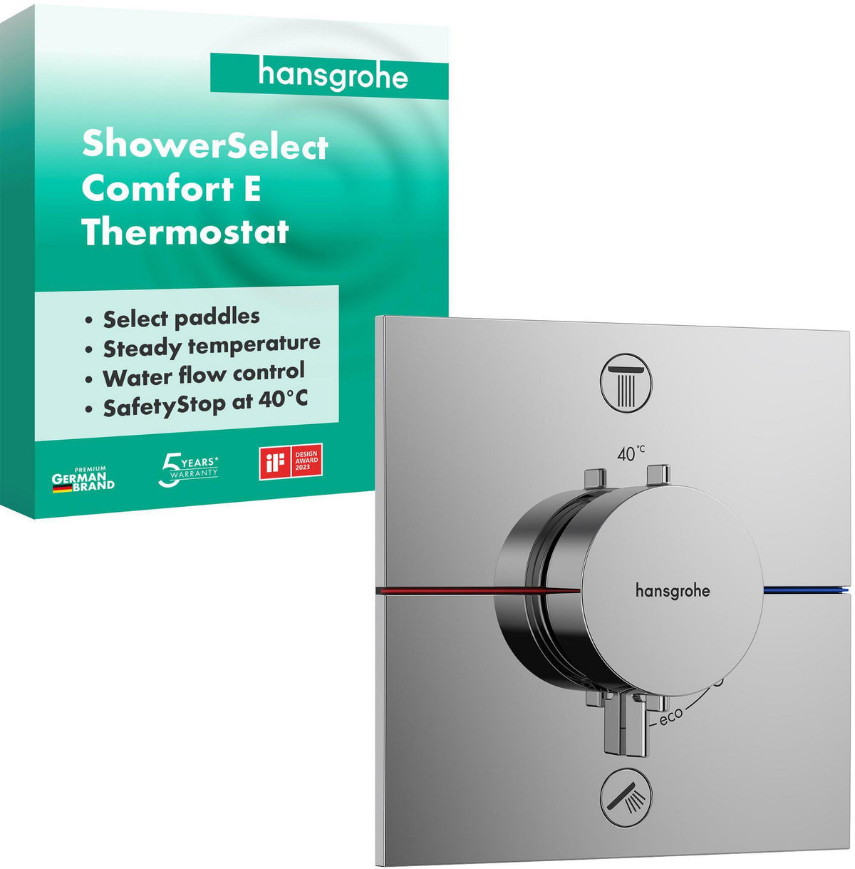 HANSGROHE ShowerSelect Comfort E Thermostat Fertigmontageset UP Chrom für 2 Verbraucher