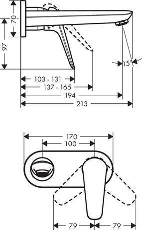 HANSGROHE Novus Fertigmontage-Set DN 15 für 2-Loch Waschtischmischer Unterputz Chrom