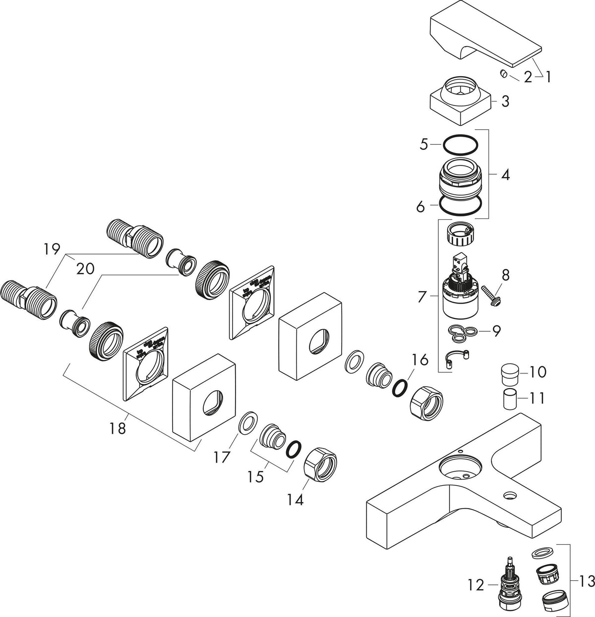 HANSGROHE Metropol Einhebel-Wannenmischer DN15, Wandmontage, Chrom – mit Temperaturbegrenzung