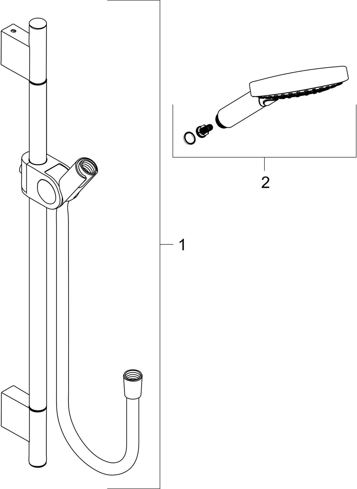AXOR Uno² Brauseset mit Axor 120 3jet Handbrause, Brausestange 90 cm und Brauseschlauch in Chrom