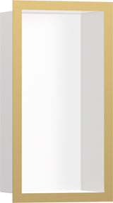 HANSGROHE XtraStoris Individual Wandnische mattweiß 300x150x100 mm mit Designrahmen – Edelstahl V2A