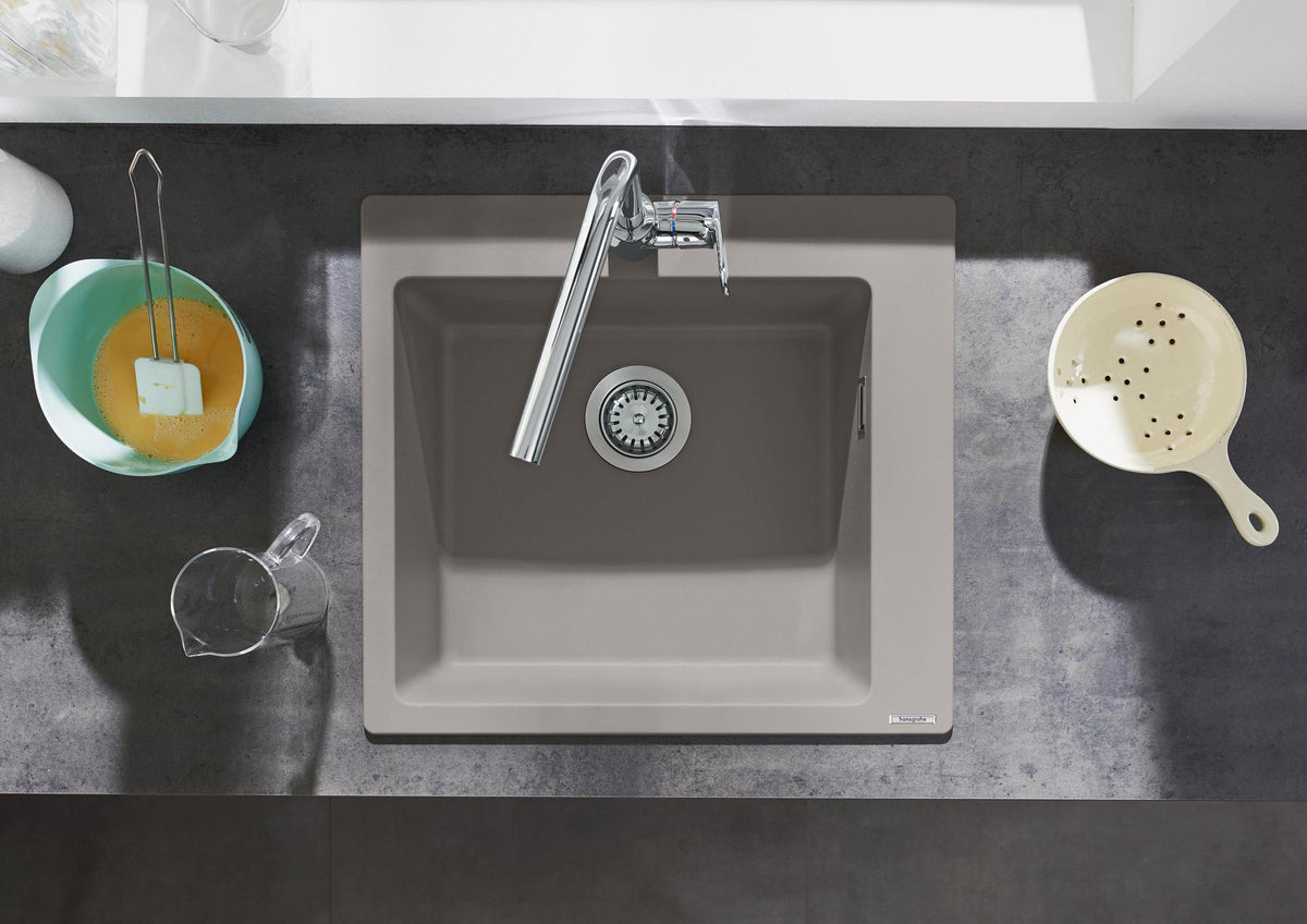 HANSGROHE Einbauspüle S51 450 SilicaTec graphitschwarz 1 Becken 60 cm Unterschrank