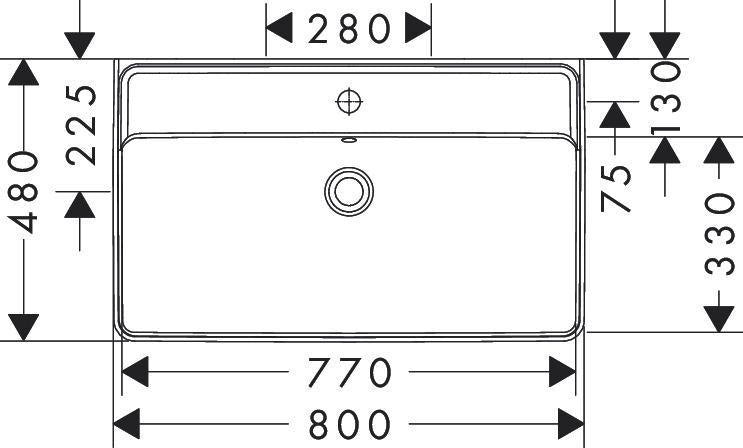 HANSGROHE Waschtisch Compact Xanuia Q 800x480mm weiß mit Hahnloch und Überlauf