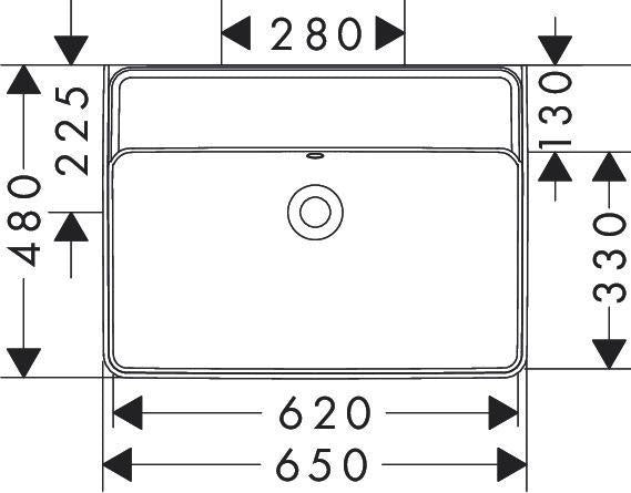 HANSGROHE Xanuia Q Waschtisch 650x480mm weiß SmartClean ohne Hahnloch mit Überlauf